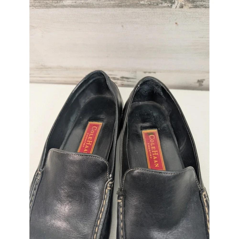 Cole Haan Country Mens Black Leather Loafers Moc Toe Made in Brazil‎ D10249 10B